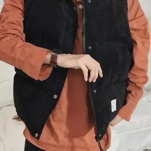 Doudoune sans manche en velours cotelé