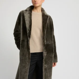 Reversible merino shearling coat