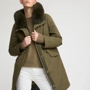 Long Iconic parka in waterproof cotton blend with fox and rabbit fur