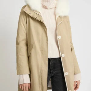Long Iconic parka in waterproof cotton blend with fox and rabbit fur