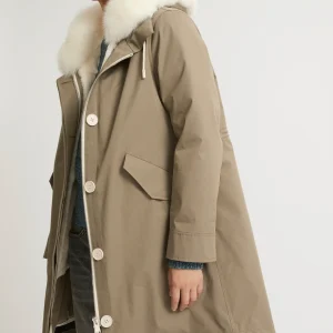 Long Iconic parka in waterproof cotton blend with fox and rabbit fur