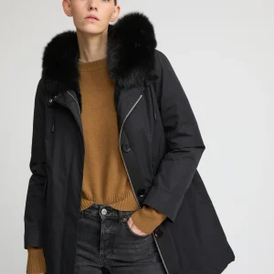 Long Iconic parka in waterproof cotton blend with fox and rabbit fur