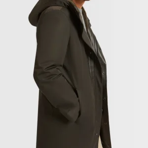 Hooded Coat In waterproof Gabardine And Mink fur