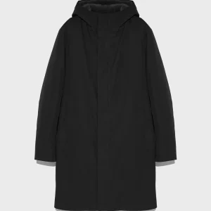 Hooded Coat In waterproof Gabardine And Mink fur