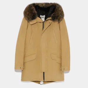 Hooded cotton parka with fox fur