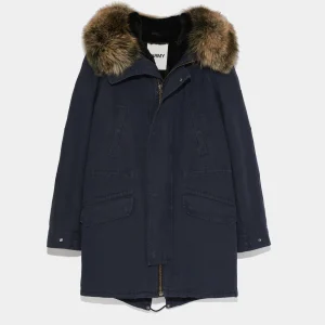 Hooded cotton parka with fox fur