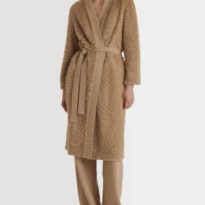 Merino knit and mink long jacket