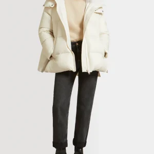 Doudoune "A" line iconique avec col en laine d'agneau