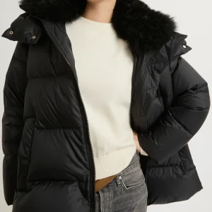 Doudoune "A" line iconique avec col en laine d'agneau