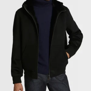 Double-Sided Wool-Cashmere Fabric Hoodie With Shearling Lining