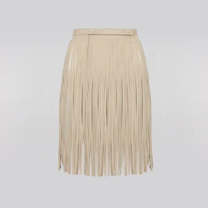 Fringed belt in double-sided velour lamb leather