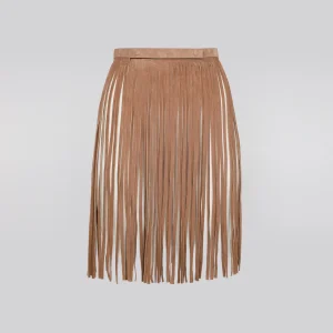 Fringed belt in double-sided velour lamb leather