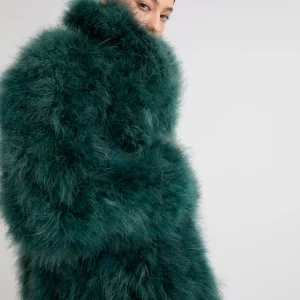 Feather shawl collar coat