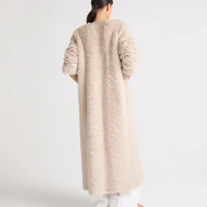 Long mink and knit coat