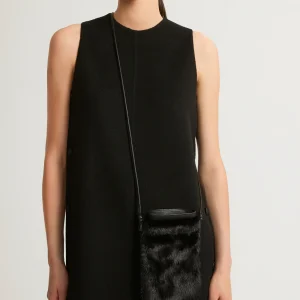 Mink fur and leather bag