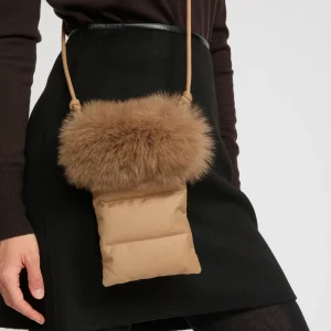 Flannel phone case with fox fur trim