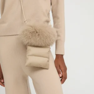 Flannel phone case with fox fur trim