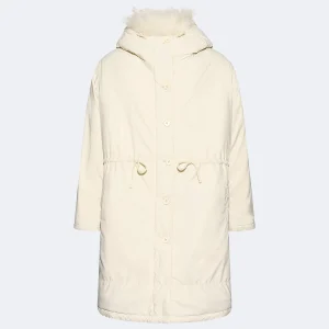 Ultra-light down parka with curly lambskin trim