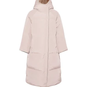 Long down jacket with Rex fur trim