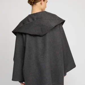 Oversized short coat in double-sided cashmere blend
