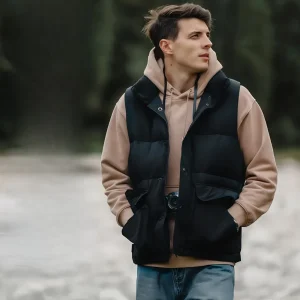 Doudoune sans manche noire pour homme