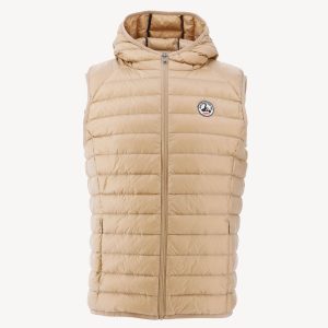 Doudoune sans manches à capuche Beige Pat
