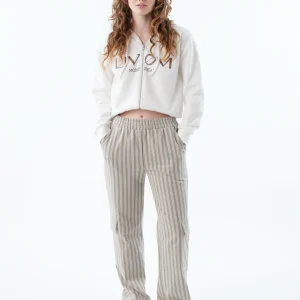 Pantalon cargo rayé en tricot