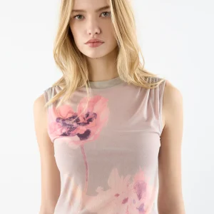 Haut en mèche à imprimé floral audacieux