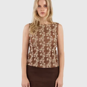 Haut en mèche fleuri bicolore