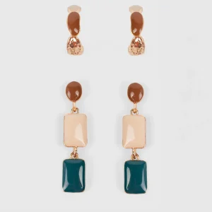 Lot de 2 boucles d’oreilles en émail