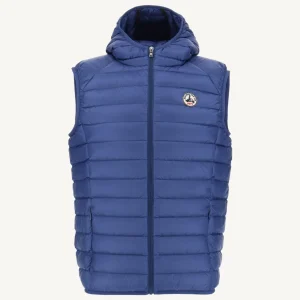 Doudoune sans manches à capuche Dark denim Pat