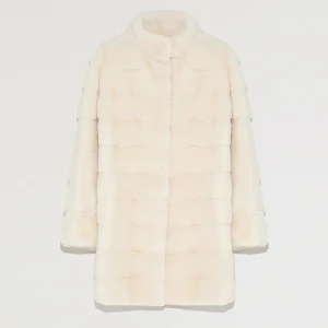 Long mink fur jacket with collar