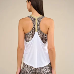 Débardeur de yoga blanc et gold LEOTEE