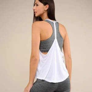Débardeur de yoga blanc et silver LEOTEE