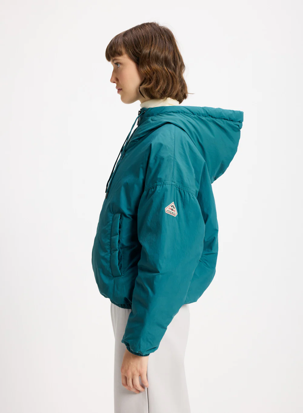Parka courte en duvet pour femme Pyrenex Attitude bleu turquoise – Image 3