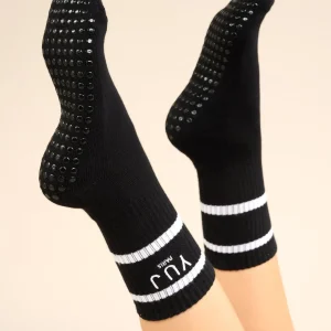 Lot de 2 paires de chaussettes antidérapantes unisexe blanches & noires