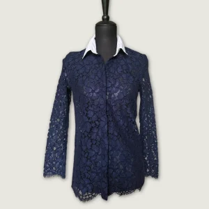 SANDRO - CHEMISIER DENTELLES BLEUES T.2