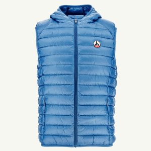 Doudoune sans manches à capuche Bleu denim Pat