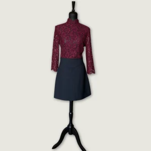 SANDRO - ROBE BI-MATIERE BORDEAUX/NOIR T.2