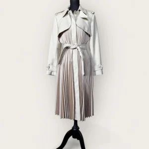 SANDRO - TRENCH BEIGE PLISSE CEINTURE - T.42